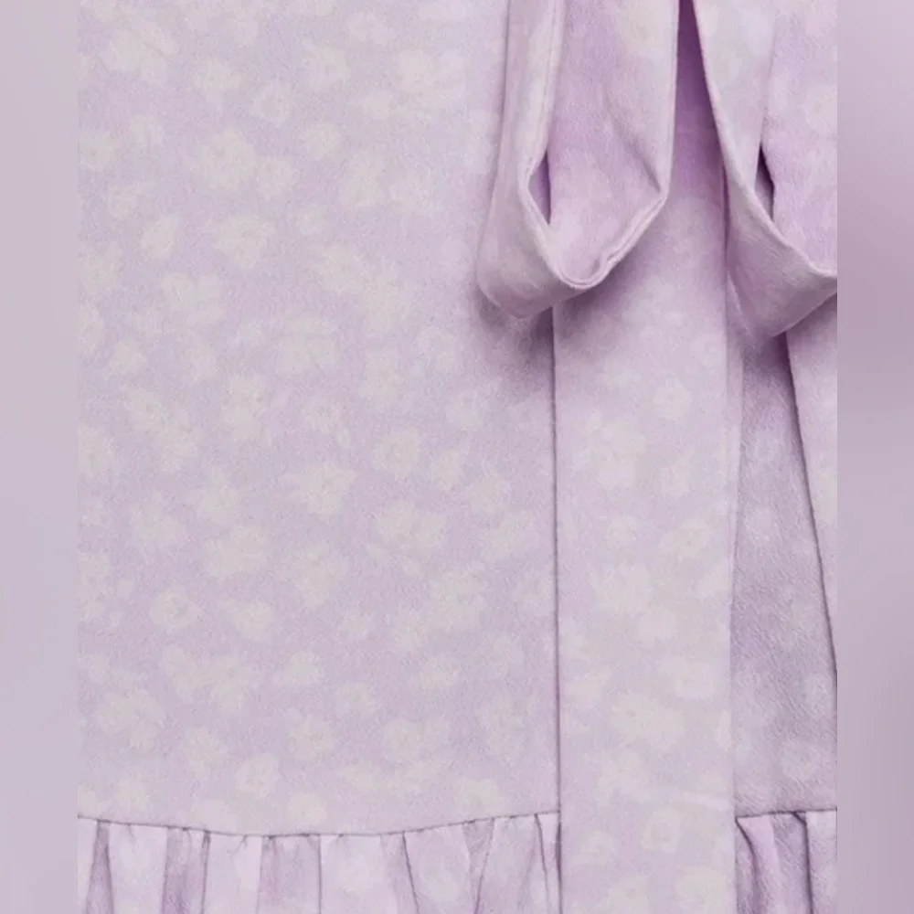 French Connection Mono Armoise Lavender Floral Wrap Mini Dress - Picture 6 of 13